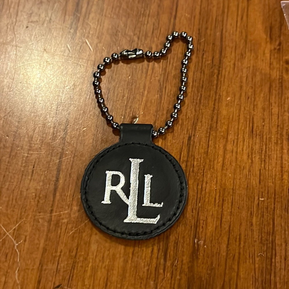 Ralph Lauren Leather hang tag Key Chain leather black silver